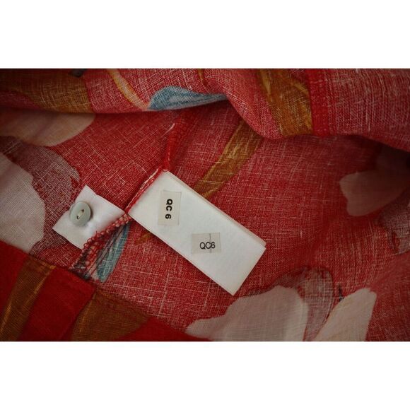 Sigrid Olsen Women's Sz XS Red Floral Sleeveless Linen Trapeze Mini Dress - Picture 9 of 14